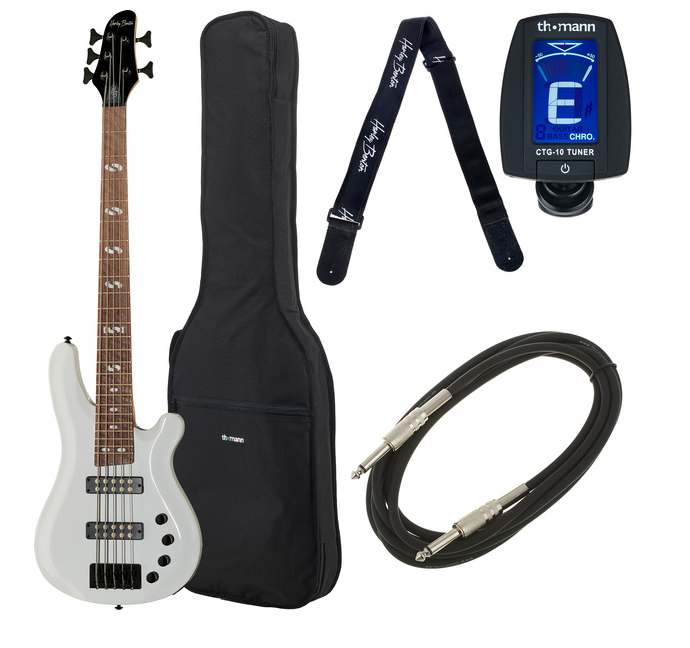 5 ти струнная бас гитара Harley Benton B-550 White Bundle Progressive Series